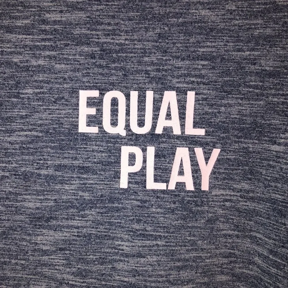 Athleta GIRL 16/XXL Heather Blue Blush Pink Cuffed Short Sleeve High Low Tee
